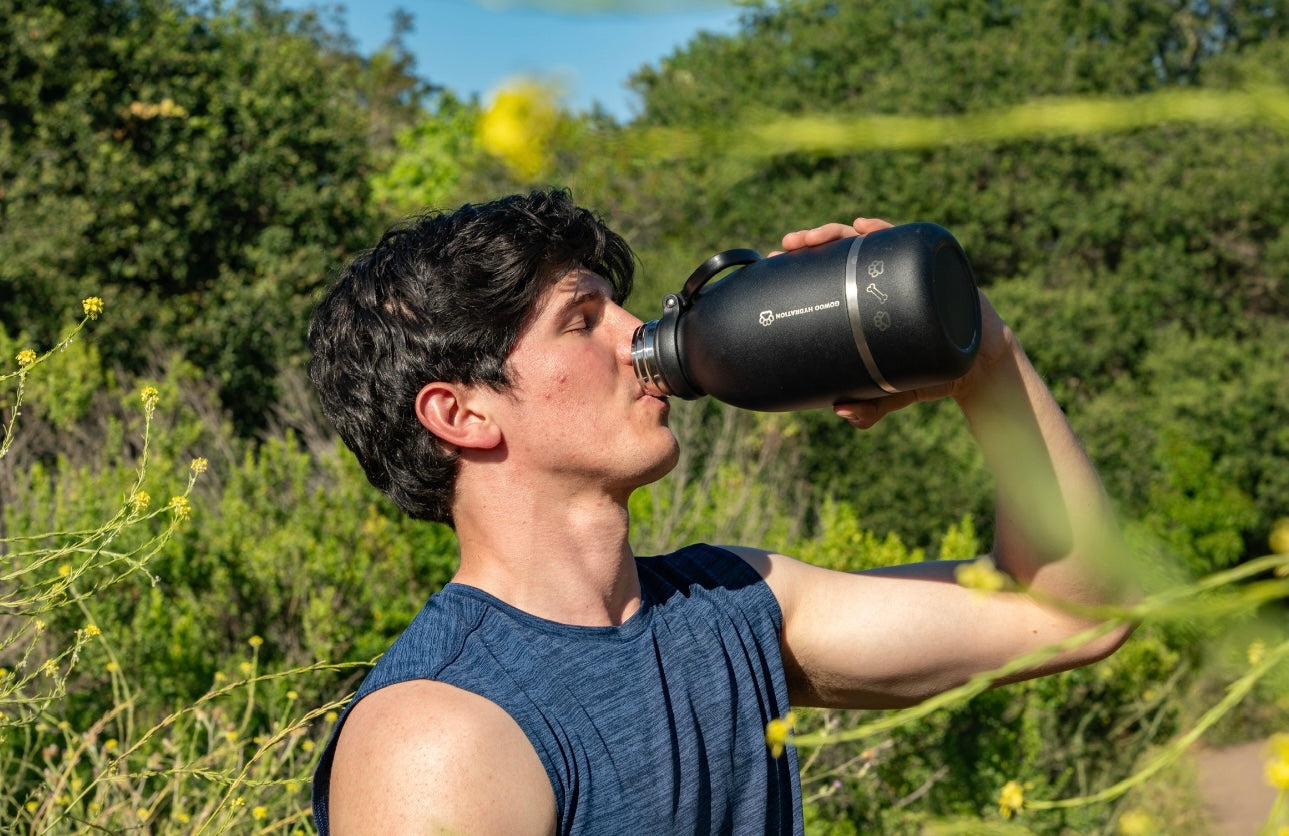 PET WATER BOTTLE WITH DETACHABLE BOWL - BLACK